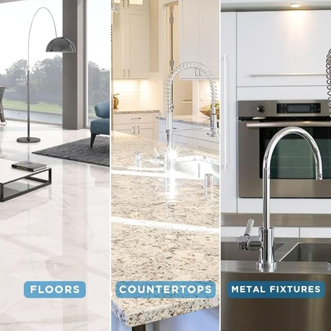 Stone Pro Marble and Granite Cleaning Kit – Premium Cleaning & Polishing Solution with Crystal Clean, Finishing Touch, & Cleanning Towels