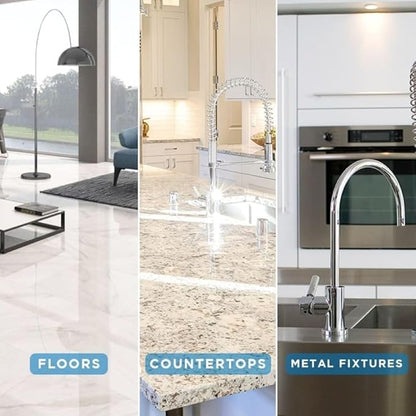 Stone Pro Marble and Granite Cleaning Kit – Premium Cleaning & Polishing Solution with Crystal Clean, Finishing Touch, & Cleanning Towels