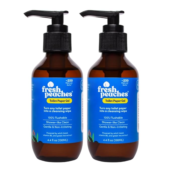 Fresh Peaches Toilet Paper Gel, Wet Wipe Alternative – Flush-Safe, A Cleaner Way to Wipe – Toilet Paper Spray – (4.4 Oz (2 Pack))