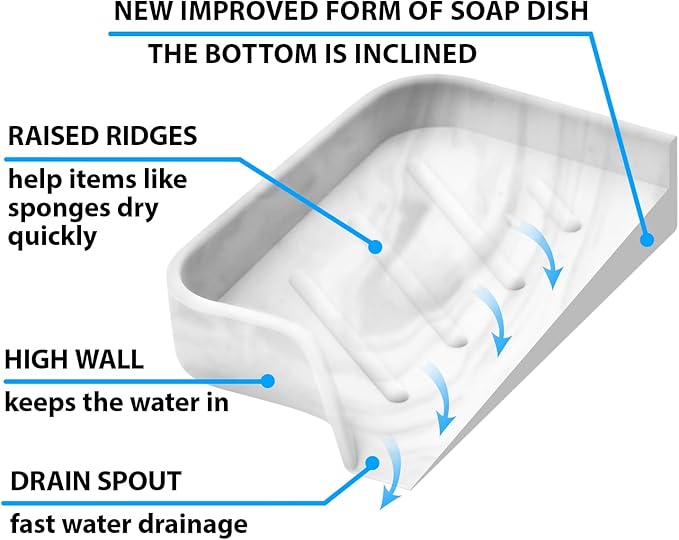 Marble Silicone Soap Dish Tray, Self Draining Soap Holder for Bar Soap, Silicone Soap Tray with Drainage, Soap Dishes for Bar Soap, Soap Bar Holder, Dish Soap Tray for Kitchen Counter