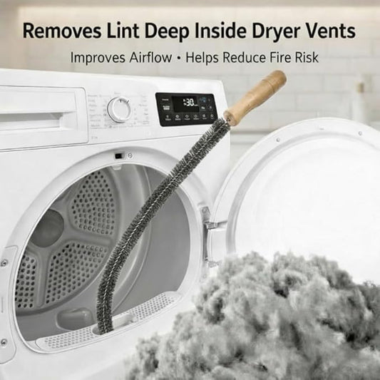 Dryer Vent Cleaner Kit (2-Pack): Flexible Extra Long Lint Brush & Refrigerator Coil Brush - Professional Dust & Pet Hair Remover for Appliance Cleaning