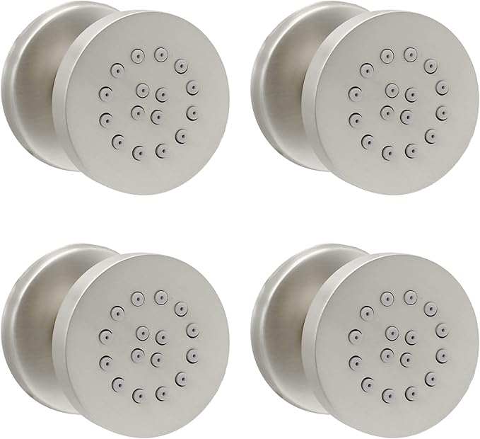 Shower Jets, HOMEDEC Round Brushed Nickel Brass Shower Body Spray, Shower Massage Wall Jet Can Swivel, Pack of 4