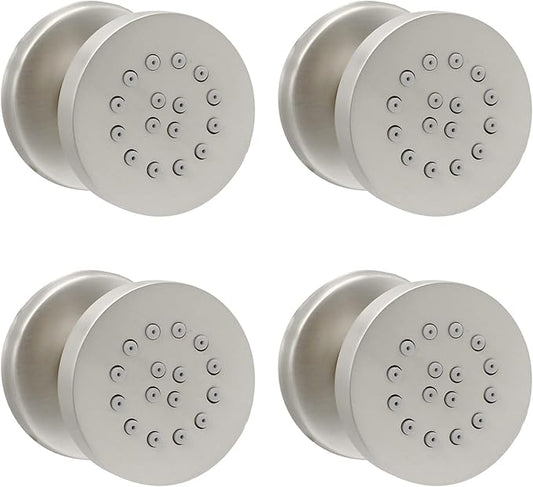 Shower Jets, HOMEDEC Round Brushed Nickel Brass Shower Body Spray, Shower Massage Wall Jet Can Swivel, Pack of 4