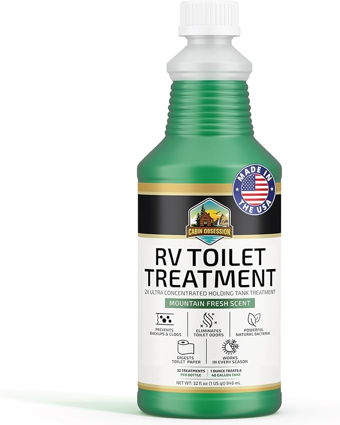 Cabin Obsession RV Toilet Treatment (32 oz) - 2x Ultra Concentrated Liquid RV Black Tank Treatment, Mountain Fresh Scent, 32 Treatments