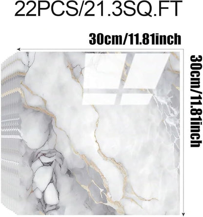 Chejiaye 22pcs Marble Peel and Stick Backsplash Surface Waterproof Wall Panels,Self-Adhesive Marble PVC Foam Wall Panels for Kitchen, Bathroom - 11.8"x11.8" Kitchen Tile(Not Real Tiles,Colorful)