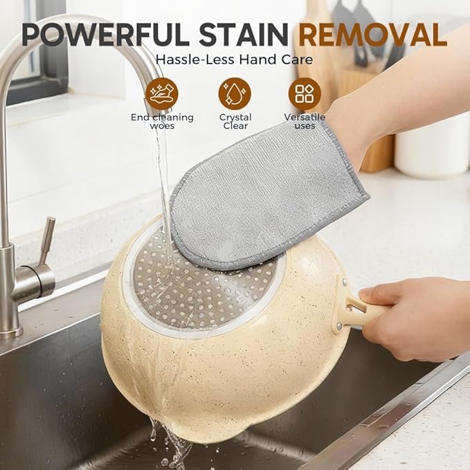 Steel Wire Dishwashing Gloves, Oil-Resistant & Heat-Resistant Reusable Dish Gloves for Kitchen Cleaning