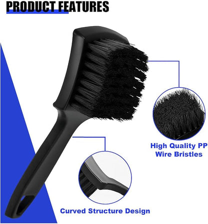 8.3×2.5 Inch Carpet Cleaning Brush, Scrub Brush for Floor Mats, Car Wheel Hub Cleaning Brush for Car Interior and Home, Car Wash Brush Automotive Tire Brush with Soft Bristle Short Handle