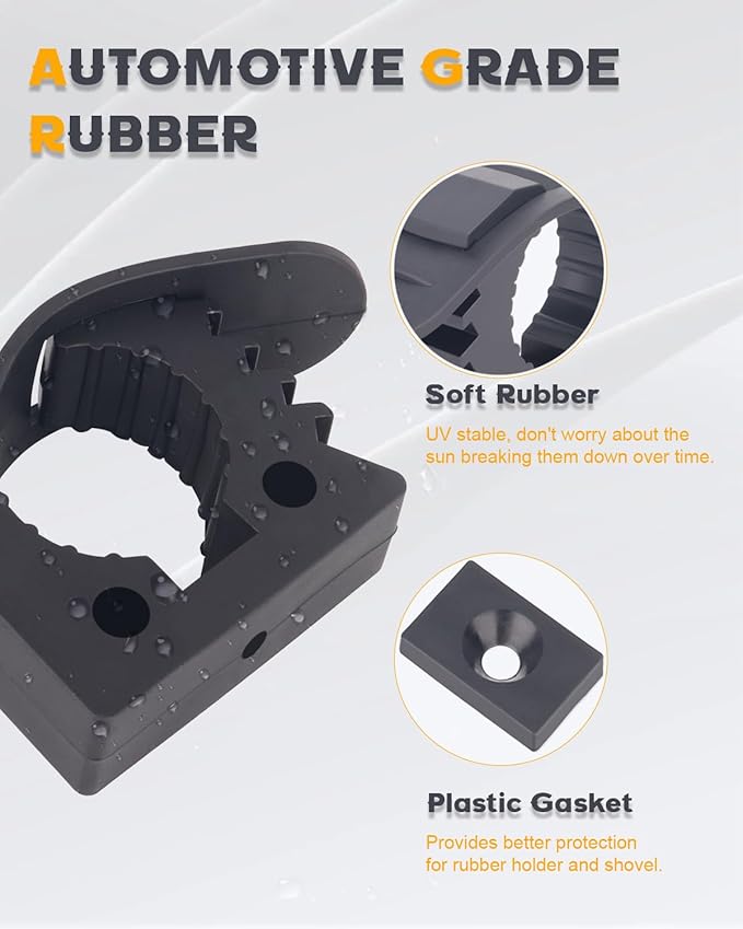 Shovel Mount - Axe Holder Quick-Release Wall Mount Fits 1-1/7'' to 1-3/7'' Diameter Tools Equipment for Rubber Material Shovel Holder for Roof Rack, Boats, Molle Panel, Axe (5 Pack)