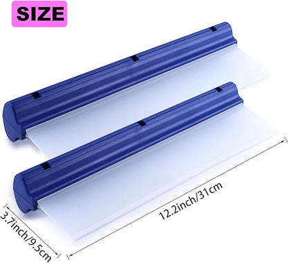 2 Pcs T Bar Car Squeegee for Window Cleaning, Silicone Car Squeegee for Drying Professional Flexible One Pass Water Blade Auto Water Blade Cleaning for Windshield, Glass, Bathroom, 12 Inch