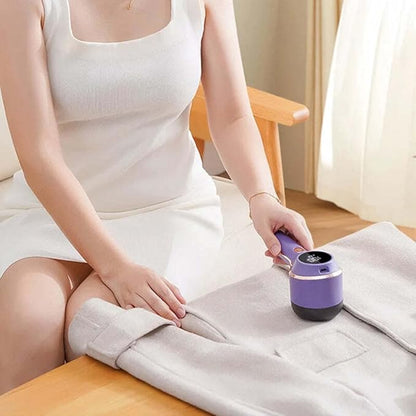 BILIKEYU Electric Portable Sweater Defuzzer Rechargeable Fabric Shaver with LED Digital Display Lint Remover with 3 Speeds and 6 Cutters Sweater Defuzzer to Pilling for Clothes F (Purple, One Size)
