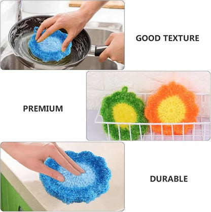 Yardwe Cleaning Towels 3Pcs Dish Scrubber Sponge Flower Shape Scouring Pad Non- Scratch Scrub Dishwashing Sponge Kitchen Scrubbing Sponge for Kitchen Cleaning Supplies Multi Function Cleaning Brush