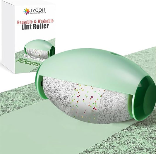 Reusable Lint Roller Ball, Mini Travel Size Lint Roller for Clothes, On The Go Small Portable Lint Ball Remover for Clothes and Pet Hair, Extra Sticky & Washable Gel (Green)
