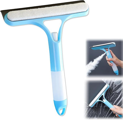 3 in 1 Window Squeegee Cleaner,3 in 1 Spray Squeegee,WindowSqueegee with Spray,Squeegee for Shower Glass,for Car, Home, Kitchen Window,All-Purpose Window Cleaner Tool (Blue)