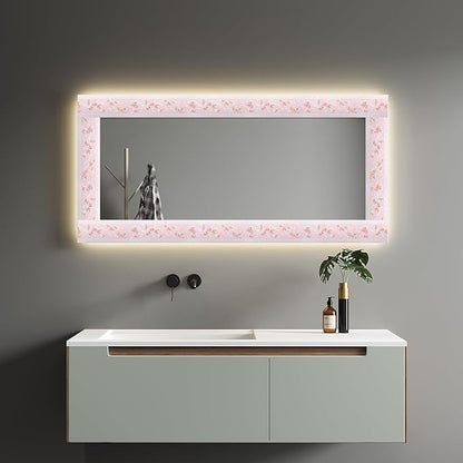 AbaBoorty Pink Flower Pattern Wallpaper Trim - 196"X4.1" Self-Adhesive Wall Border Sticker Decor for Bedroom & Living Room Walls