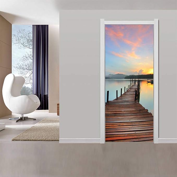 3D Peel and Stick Door Stickers Murals - PIER Wallpaper Self-Adhesive Decals Removable PVC Waterproof Poster for Bedroom Living Room 34.6" x 78.7"