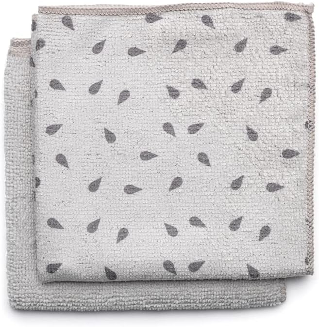 Brabantia x2 Microfiber Cleaning Dish Cloths (Light Gray) Absorbent Hygenic Rags for Washing, Drying (12x12)