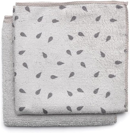 Brabantia x2 Microfiber Cleaning Dish Cloths (Light Gray) Absorbent Hygenic Rags for Washing, Drying (12x12)