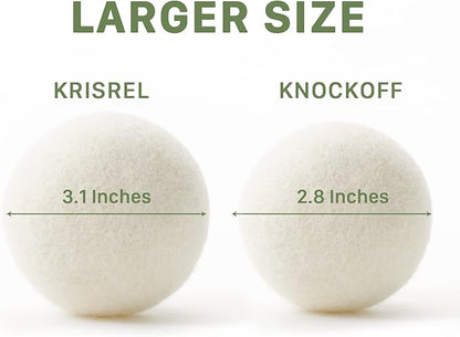 Wool Dryer Balls 6 Pack XL Laundry Dryer Balls,New Zealand Wool Natural Organic Fabric Softener,Shorten Drying Time, Baby Safe,Reduce Wrinkles