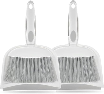 Dust pan, Mini Dustpan and Brush Set, Small Broom and Dustpan Set, Small Hand Broom and dust pan Set, Whisk Broom, Dust pan and Brush for Desk, Table, Home, Kitchen Necessities (Gray 2pcs)