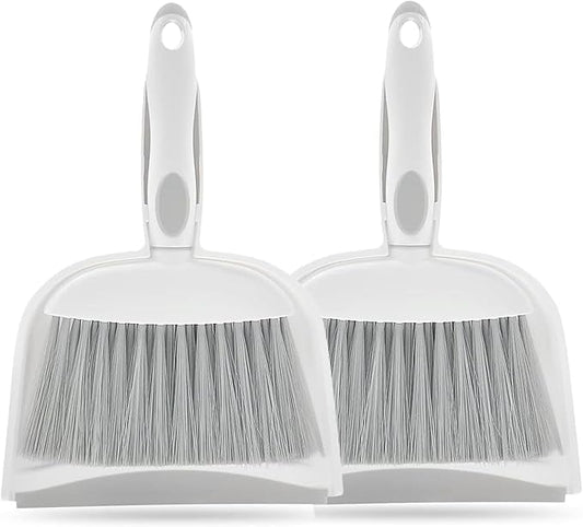 Dust pan, Mini Dustpan and Brush Set, Small Broom and Dustpan Set, Small Hand Broom and dust pan Set, Whisk Broom, Dust pan and Brush for Desk, Table, Home, Kitchen Necessities (Gray 2pcs)