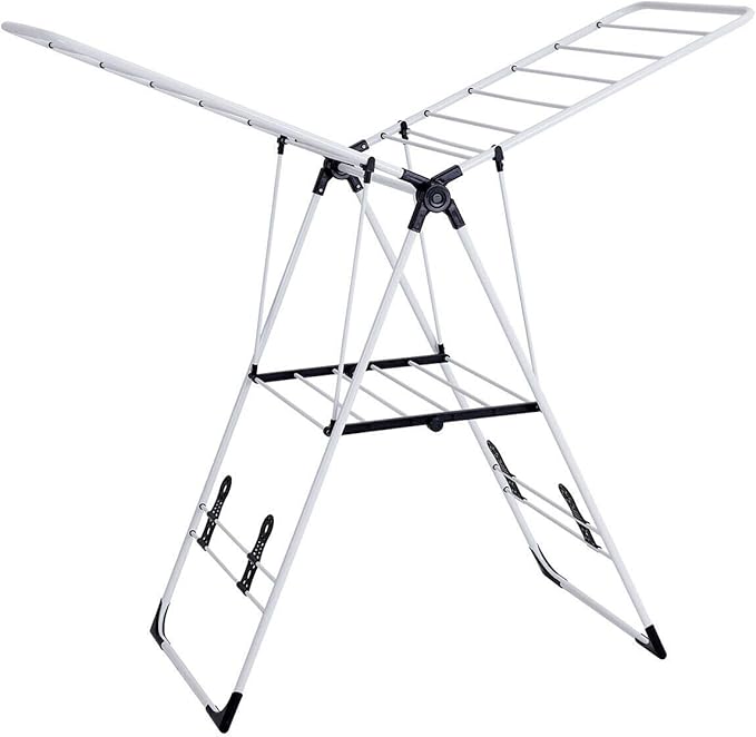 DORTALA Foldable Drying Rack, Laundry Clothes Storage, Portable Folding Dryer, Heavy Duty Clothes Hanger, Clothes Drying Rack, Lightweight and Stable Stainless Steel Clothes Dryer, for anUse