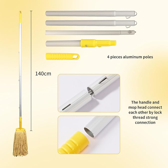 35 Quarts Commercial Mop Bucket Set with Side-Press Wringer for Floor Cleaning, Yellow, Including One Commercial Mop
