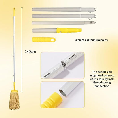 35 Quarts Commercial Mop Bucket Set with Side-Press Wringer for Floor Cleaning, Yellow, Including One Commercial Mop