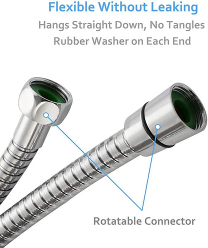 Extra Long Hand Shower Hose 118", Angle Simple Stainless Steel Flexible Shower Extension Hose Replacement 1/2" IPS, No Tangles, Chrome