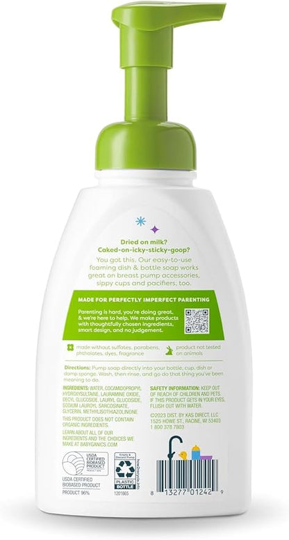 Babyganics Foaming Dish Soap, Pump Bottle, Fragrance Free, 16oz, 3 Pack
