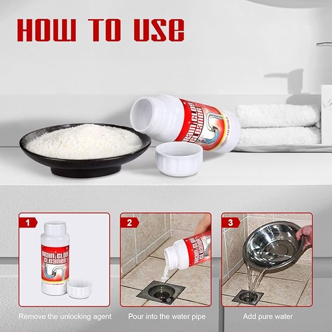 2 Pack Powerful Drain Cleaner – Upgraded Pipe Unclogging Agent for Kitchen Sink and Bathroom Drain