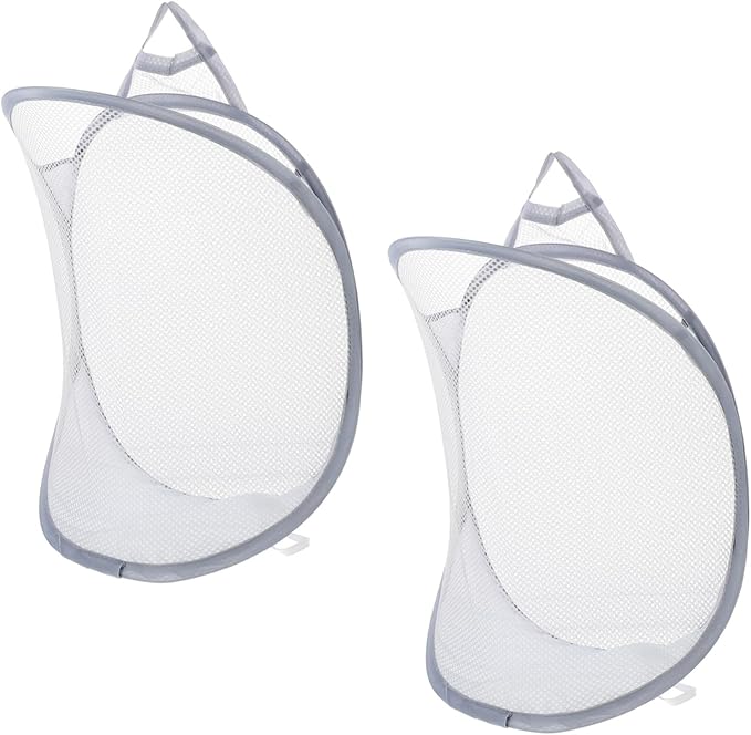 GLEAVI 2pcs Folding Wall Laundry Baskets Collapsible Sundries Organizer Sturdy Mesh Storage Baskets for Household Use Suitable for Dirty Clothes Toys