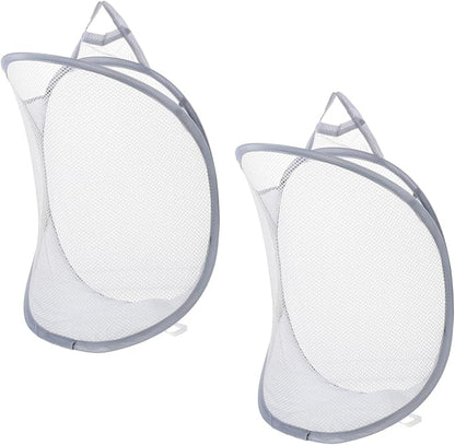 GLEAVI 2pcs Folding Wall Laundry Baskets Collapsible Sundries Organizer Sturdy Mesh Storage Baskets for Household Use Suitable for Dirty Clothes Toys