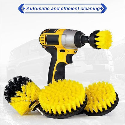 ZIMISI 4PCS Drill Brush Attachment Set, Mult-Purpose Car Wash Brush, Rotary Detailing Brush Set, Car Carpet Cleaner Brushes for Wheel, Grout, Shower, Bathroom, Floor (Yellow)