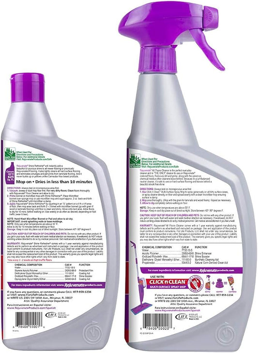 Rejuvenate Shine Refresher Hardwood Polish Restorer 32oz Cleaner 32oz