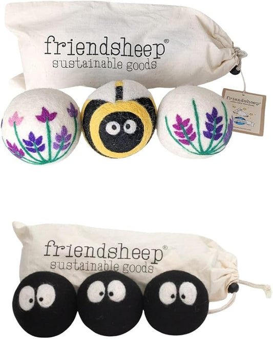 Wool Dryer Ball Bundle Lavender Fields Bee Flower + Sprites by Friendsheep