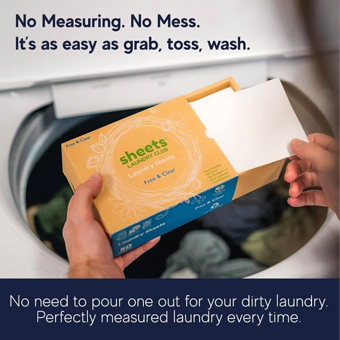 Sheets Laundry Club - Liquidless Laundry Detergent Sheets, 100 Loads - Lavender Scent, Eco-Friendly, Quick-Dissolving Formula, Hypoallergenic, Septic Safe, Plastic-Free Packaging - 50 Sheets