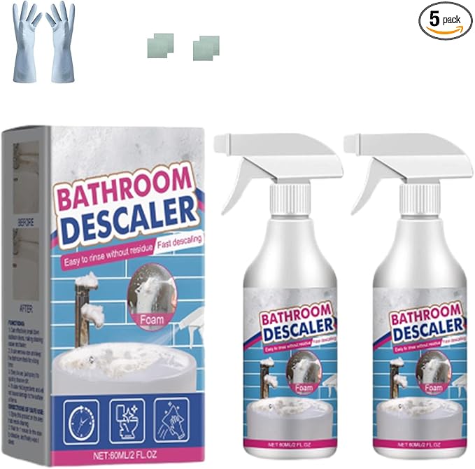 Heavy Duty Bathroom Scrubbing Solution, Bathroom Descaler Foam Cleaner Spray, Descaler Spray for Bathtub,Glass,Faucet,Toilet (2Pcs)
