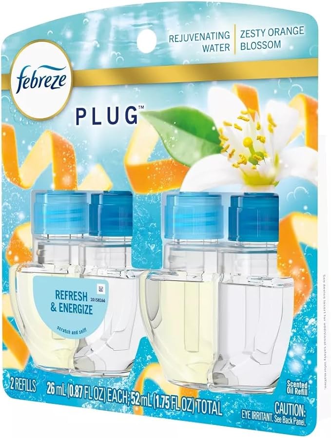 Febreze Plug with Fade Defy Technology Air Freshener - New Limited Edition - (2) of 0.87 fl oz Refills (Refresh & Energize)