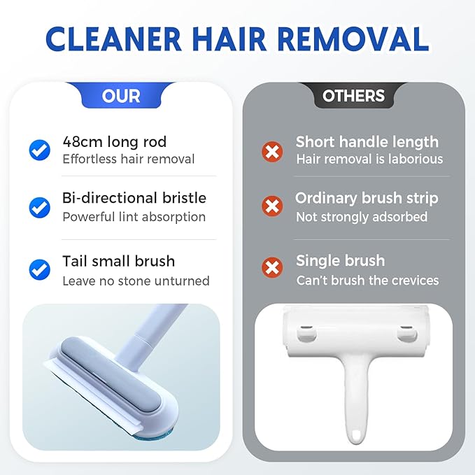 Auiepet Multifunctional Pet Hair Remover, 2025 Upgrade 4 in 1 Pet Hair Removal Tool with 17inch Long Handle, Washable Cat Hair Remover Brush for Furniture, Couch, Carpet, Clothes and Bedding (2Pcs)