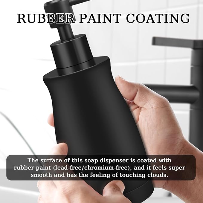 ARKTEK Matte Black Soap Dispenser Stainless Steel 13.5 OZ - Liquid Hand Lotion Dispenser Decor Refillable Dishwashing Soap Dispenser for Kitchen Bathroom Countertops Farmhouse College Dorm