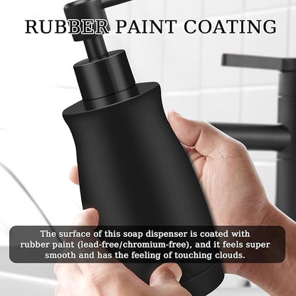 ARKTEK Matte Black Soap Dispenser Stainless Steel 13.5 OZ - Liquid Hand Lotion Dispenser Decor Refillable Dishwashing Soap Dispenser for Kitchen Bathroom Countertops Farmhouse College Dorm