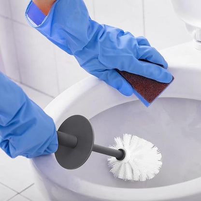 Topsky Toilet Brush,2 Pack Compact Toilet Brush & Holder Set,Plastic Round Barrel Loo Brush with 2 Replacement Toilet Brush Head,Durable for Bathroom Toilet,Dark Gray