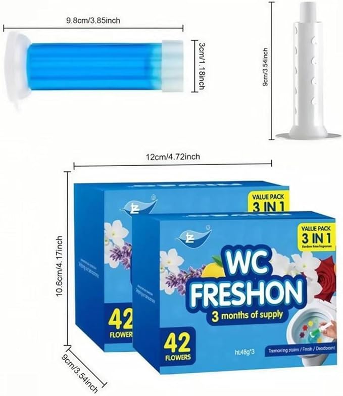 Toilet Bowl Gel Stamp, 42 Flower Scent Stamps, Toilet Cleaner Bowl Gel Stamp, for Three Month (3Pcs)