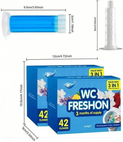 Toilet Bowl Gel Stamp, 42 Flower Scent Stamps, Toilet Cleaner Bowl Gel Stamp, for Three Month (3Pcs)
