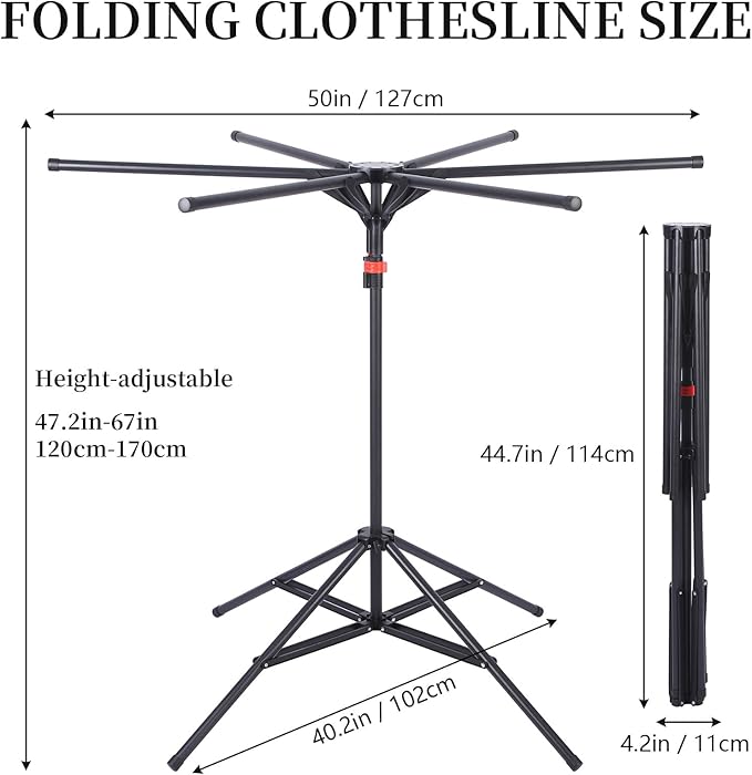 Clothes Drying Rack Foldable,Portable Drying Rack Clothing and Height-Adjustable,Space Saving Laundry Drying Rack, Floor Balcony Bedroom.