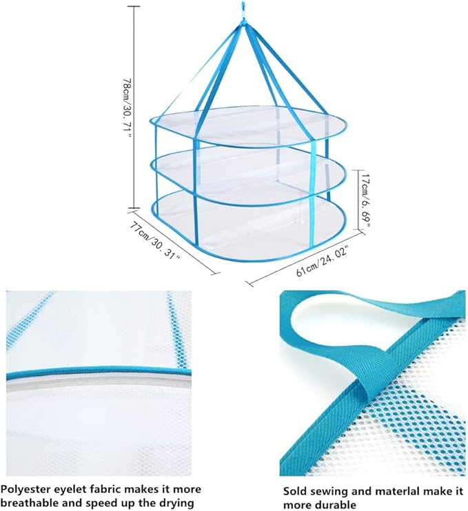 Large Folding Laundry Drying Rack, Clothes Drying Rack, Portable Sweater Drying Rack, Mesh Hanging air Dryer, Lay fold Flat Dry Hanger for Indoor Outdoor, Delicates, Towel, Socks,Swimsuit