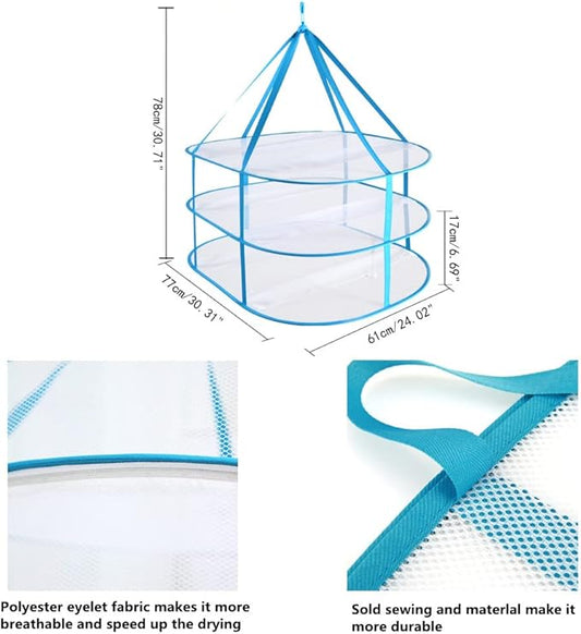 Large Folding Laundry Drying Rack, Clothes Drying Rack, Portable Sweater Drying Rack, Mesh Hanging air Dryer, Lay fold Flat Dry Hanger for Indoor Outdoor, Delicates, Towel, Socks,Swimsuit