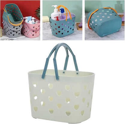 Laundry Hamper, Bathroom Organizers And Storage, Plastic Storage Baskets With Handles Hollow Shower Baskets With Holes, Bathroom Organizers Toiletry Bag Basket (blue)
