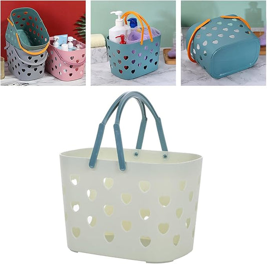 Laundry Hamper, Bathroom Organizers And Storage, Plastic Storage Baskets With Handles Hollow Shower Baskets With Holes, Bathroom Organizers Toiletry Bag Basket (green)