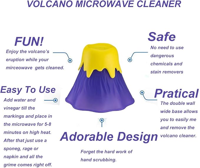 ZOSTLAND Volcano Microwave Cleaner- Microwave Oven Steam Cleaner,High Temperature Steamer Easily Crud in Minutes Steam Cleans and Disinfects with Vinegar and Water for Kitchen (Purple)